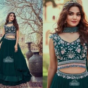 Teal Green Lehenga Choli | 3-piece | Wedding Guest